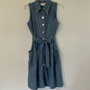 Anthropologie denim lined dress with pockets